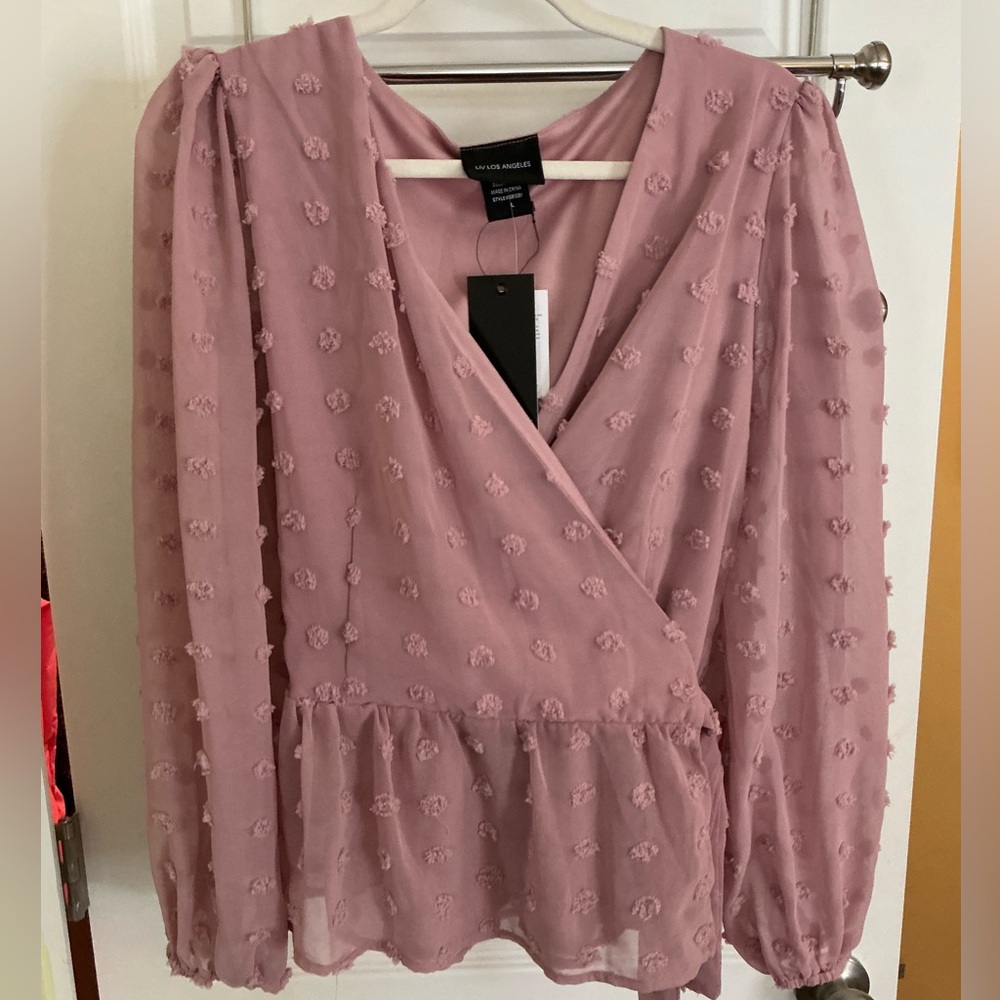 Pink Textured Wrap Top
